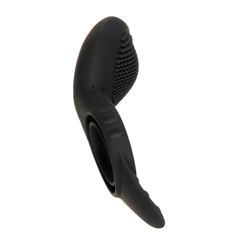 Черное эрекционное кольцо со стимулятором клитора Mr. Flicker (Цвет: черный)