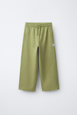 ZARA БРЮКИ STRAIGHT ИЗ МЯГКОЙ ТКАНИ INTERLOCK, ЛИНЯЛЫЙ ХАКИ
