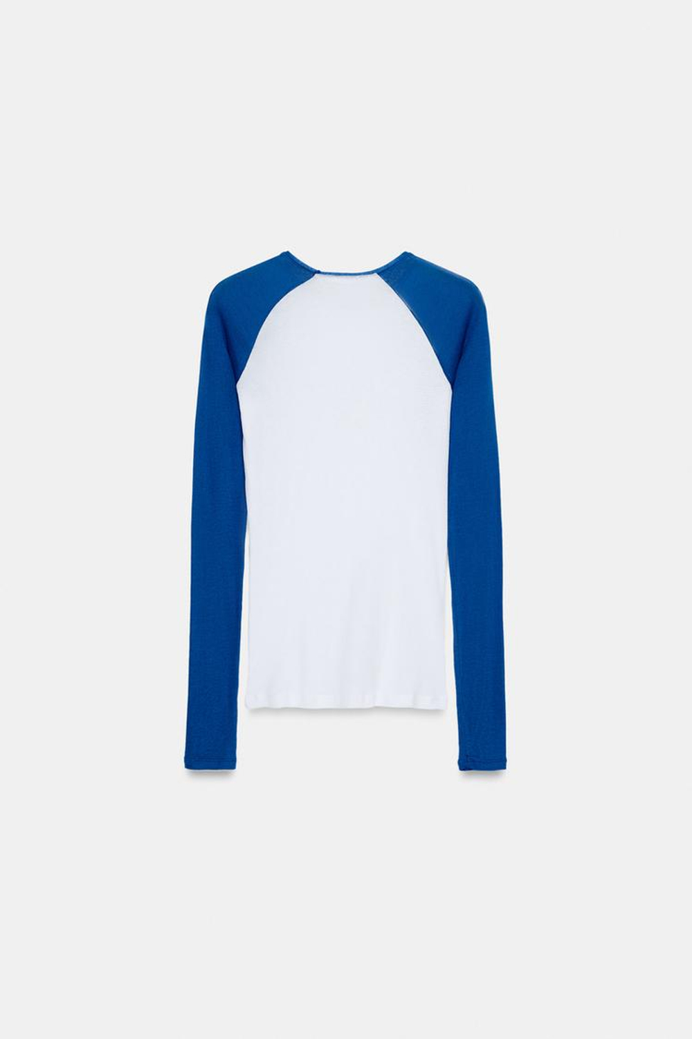 ZARA ФУТБОЛКА С ДЛИННЫМИ РУКАВАМИ SUPIMA®, БЕЛЫЙ/МОРСКОЙ СИНИЙ