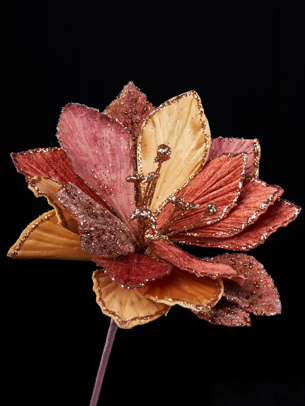 Веточка амараллиса 18х30см ChristmasDeLuxe розовое золото