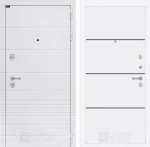 Дверь входная Лабиринт Трендо  25 - Белый софт, черные вставки металлическая