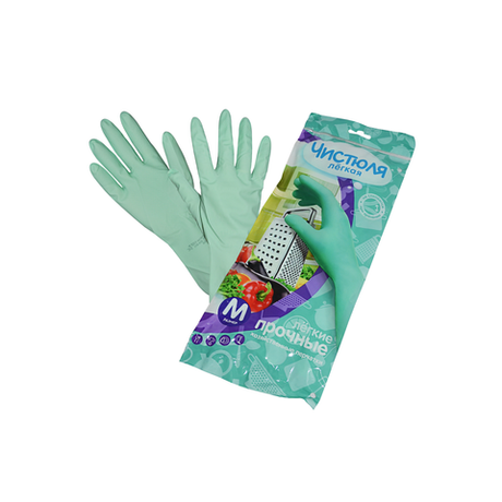 Перчатка латекс M с х/б напылением Чистюля легк/60