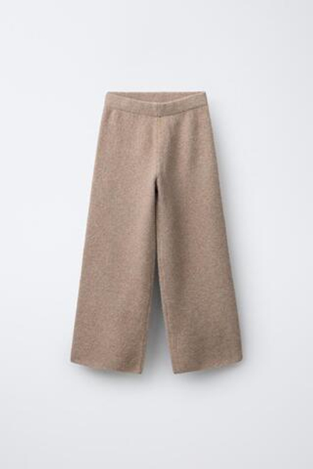 ZARA ТРИКОТАЖНЫЕ БРЮКИ-КЮЛОТЫ, НЕЖНО-КОРИЧНЕВЫЕ ОТТЕНКИ