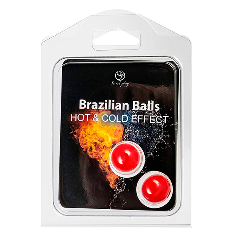 Набор из 2 шариков с массажным маслом и охлаждающим и разогревающим эффектом Secret Play Brazilian Balls