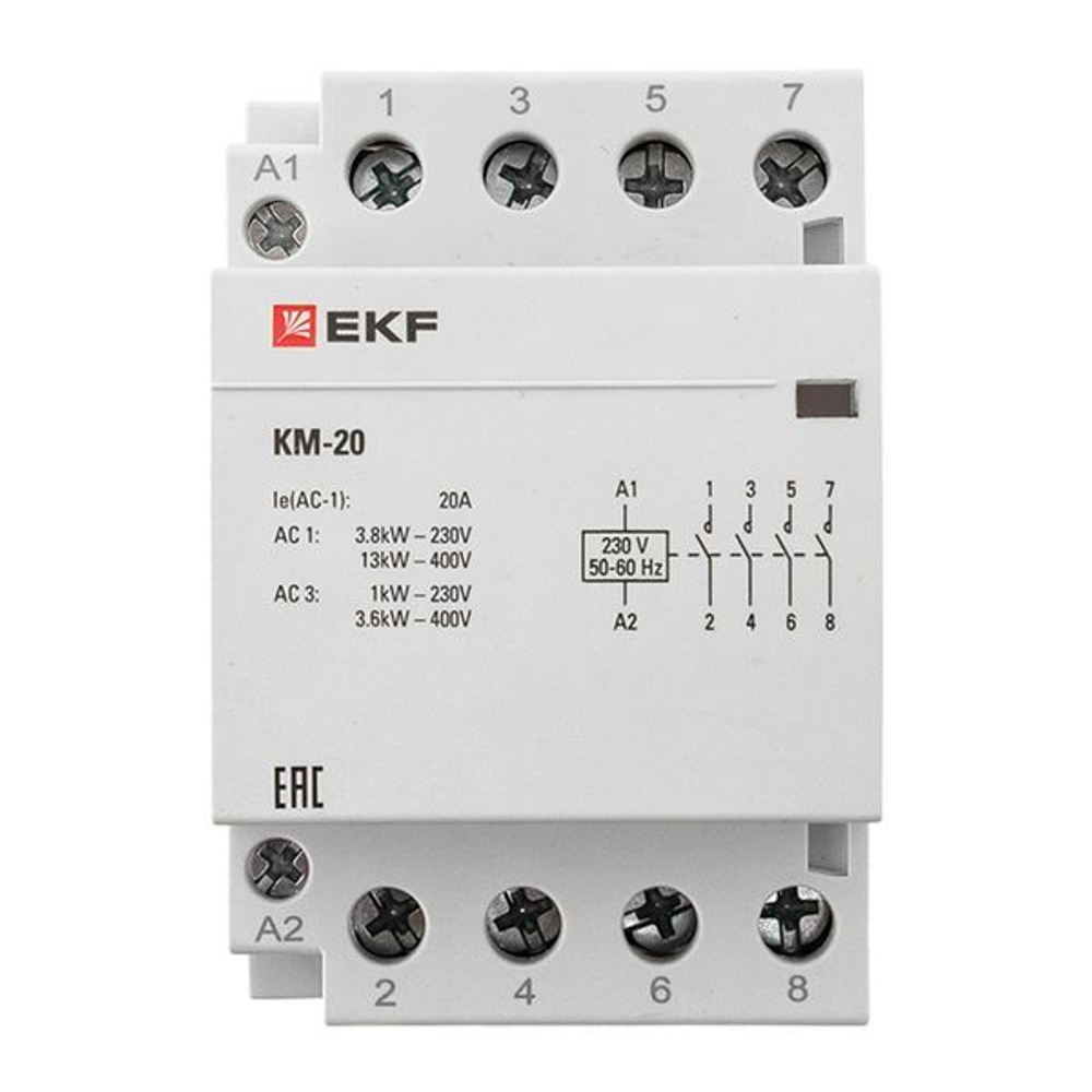 Контактор модульный КМ 20А 4NО (3 мод,) EKF PROxima