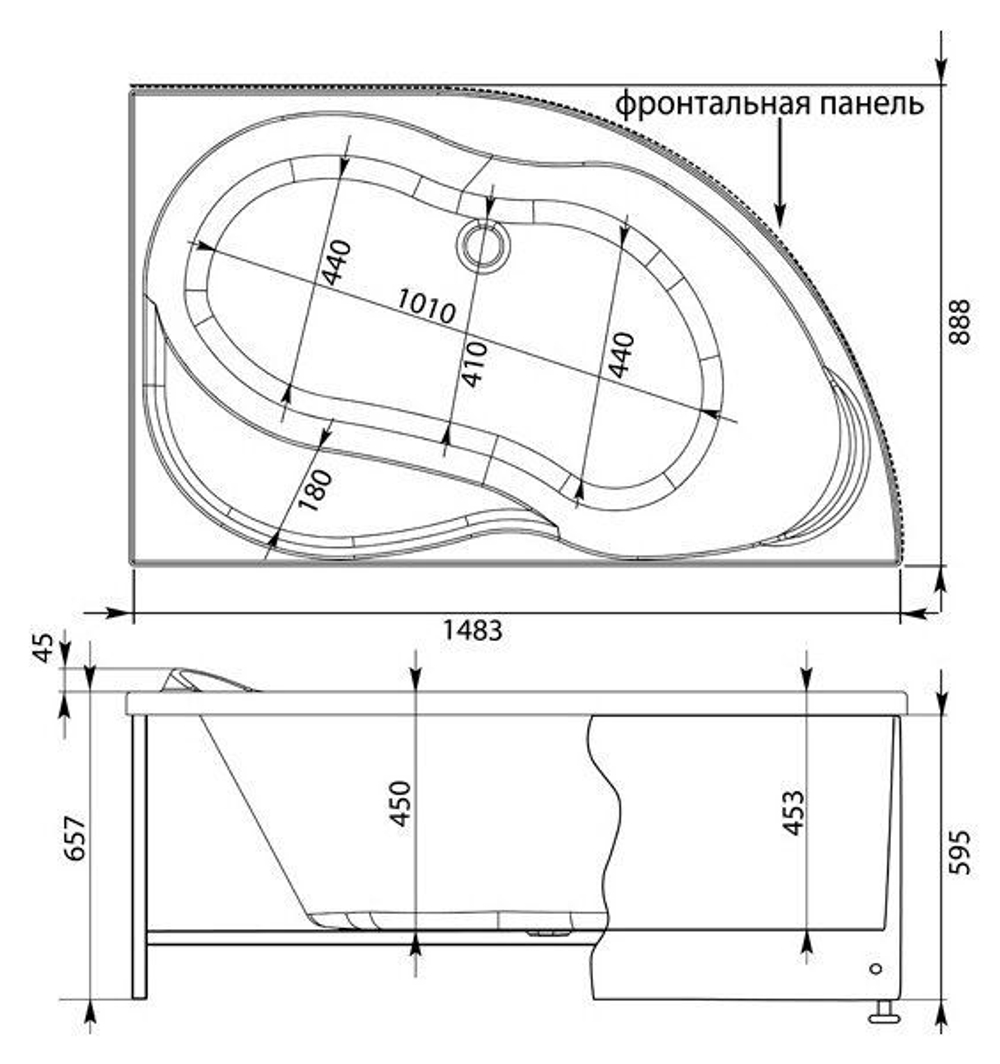 Акриловая ванна Aquanet Graciosa 150x90 R (с каркасом)