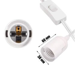 Патрон E27 с проводом и выключателем 1.8м Орбита OT-ELS11 Белый