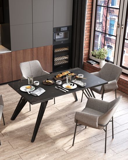 стул Aline с мягкой обивкой рогожка светло-серый