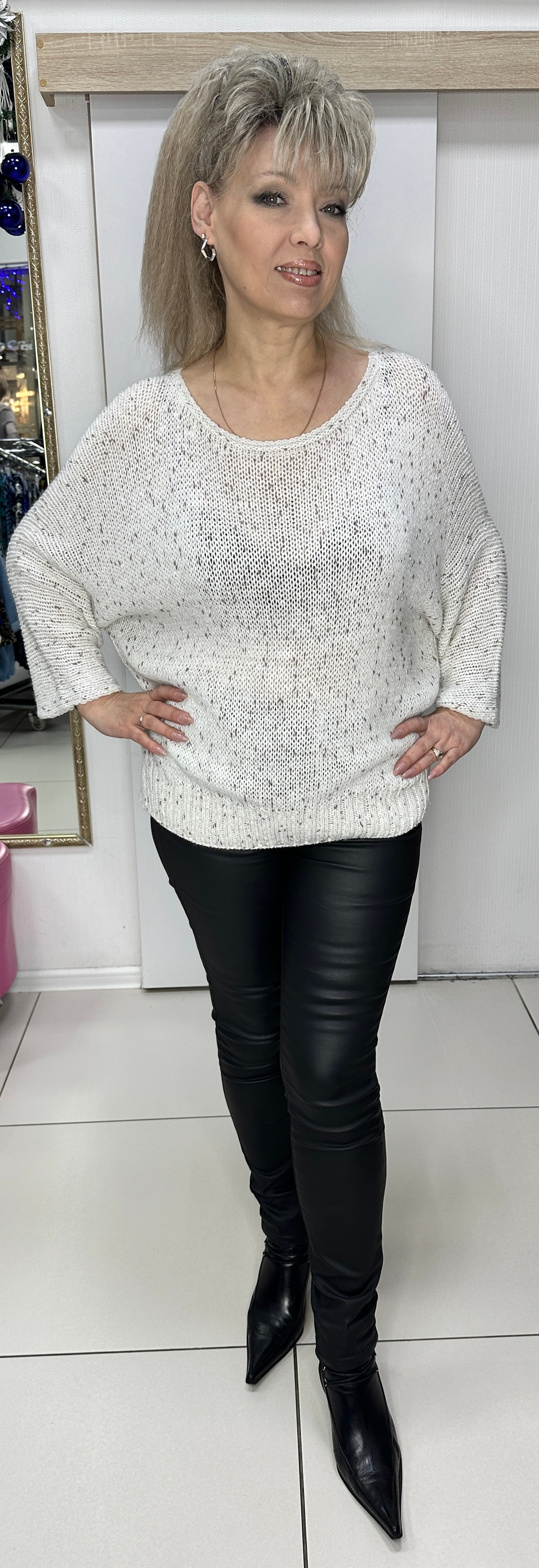 Белый итальянский меланжевый джемпер