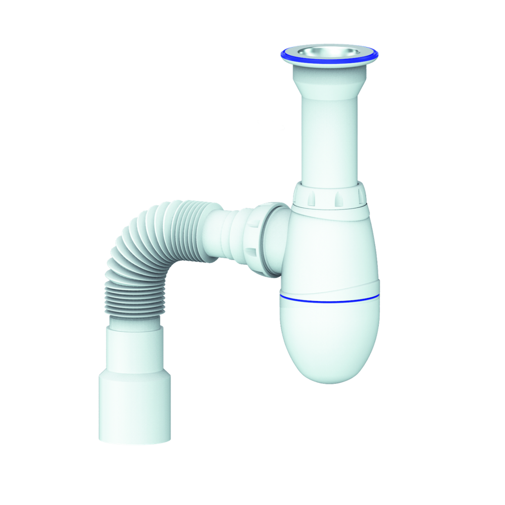 B120 CИФОН ДЛЯ МОЙКИ С ЛИТЫМ ВЫПУСКОМ 1 1/2 И С ГИБКИМ СОЕДИНЕНИЕМ д.40 х 40/50