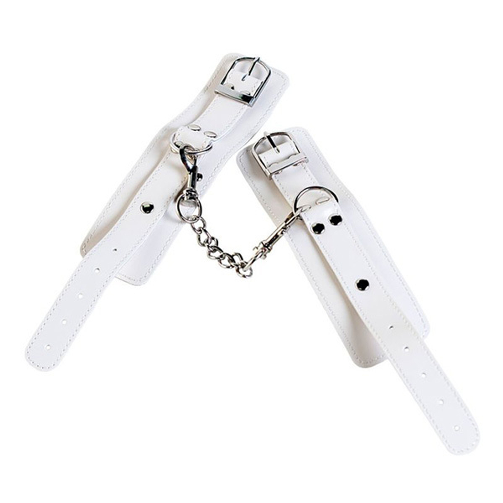 Белые кожаные наручники ToyFa Theatre 701001