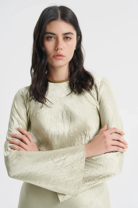 Платье-миди из жатого атласа