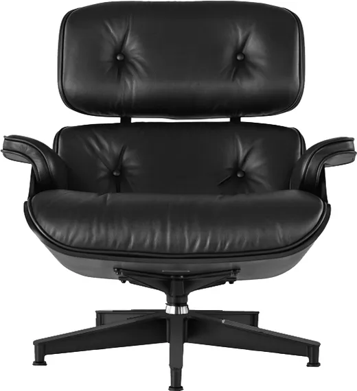 Кресло с оттоманкой Eames Lounge Total Black Limited Edition