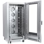 11000010518 Абат Конвекционная печь КЭП-16П-01, подкатная тележка на 16 уровней 400х600 мм, нерж. камера, пароувлажнение - инжекция, 4 скорости вращения вентиляторов, память на 110 программ, до 4-ех этапов в программе, автоматическая мойка, без противней, корпус нерж.