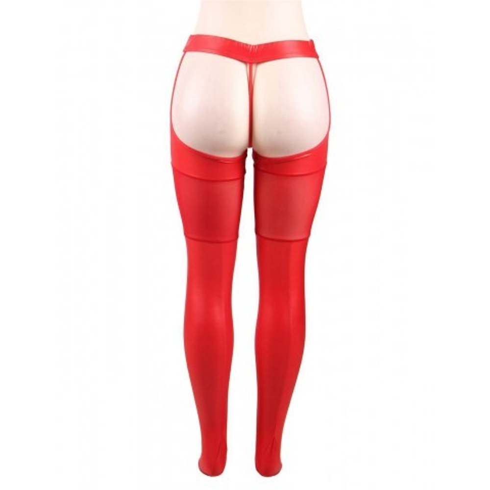 Кожаные чулки на поясе Ohyeah, красные