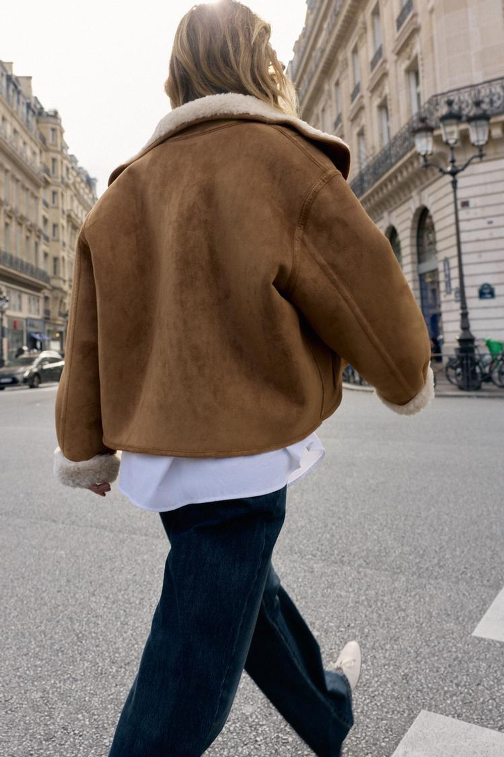 ZARA ДВУСТОРОННЯЯ КУРТКА-ДУБЛЕНКА, РЫЖЕВАТО-КОРИЧНЕВЫЙ