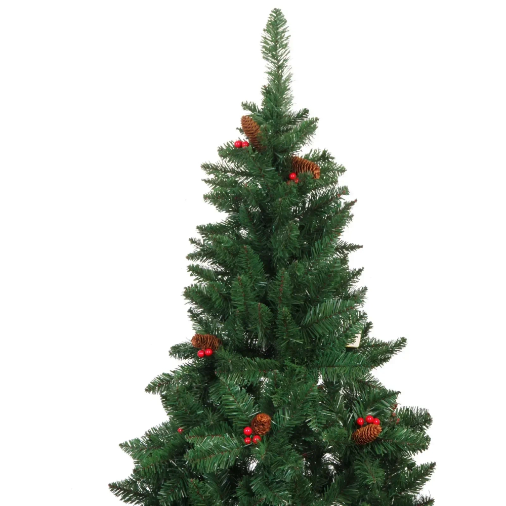 Ёлка «Лесное утро» 150 см, ПВХ с шишками и ягодами (456 веток)