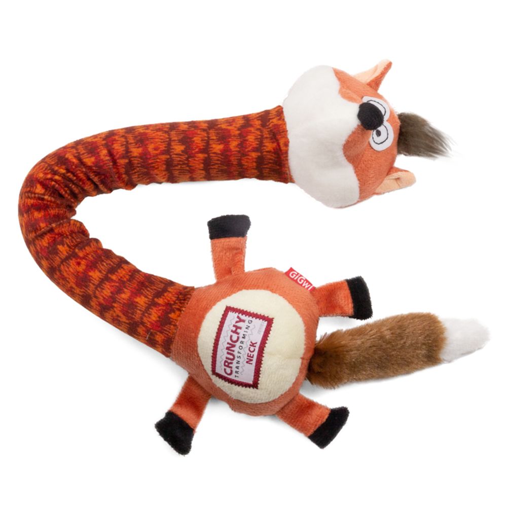 Gigwi CRUNCHY NECK игрушка для собак лиса с хрустящей шеей и пищалкой 50 см