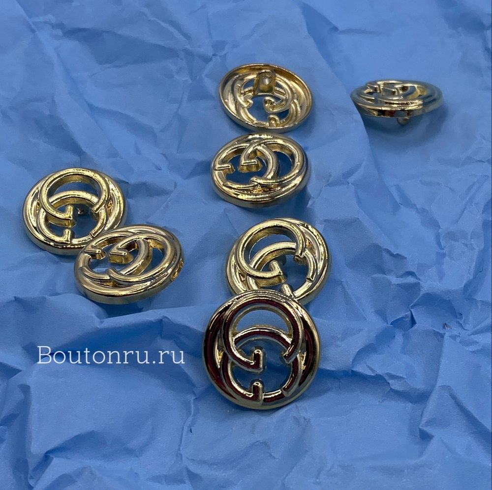Пуговицы Гучч. Золото Лимонное Лого 23 мм
