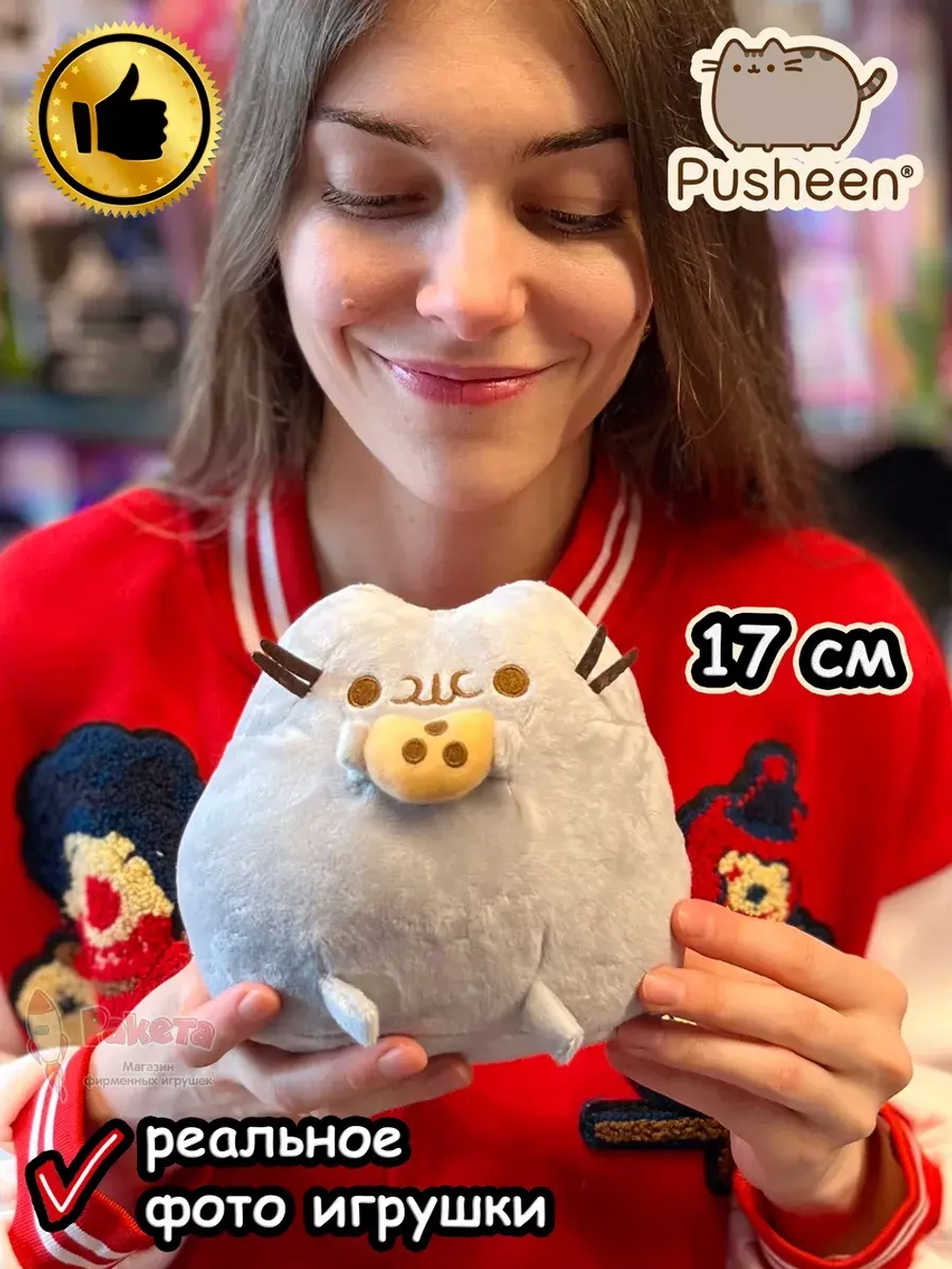 Мягкая игрушка Пушин Кот Кэт с печенькой 17 см