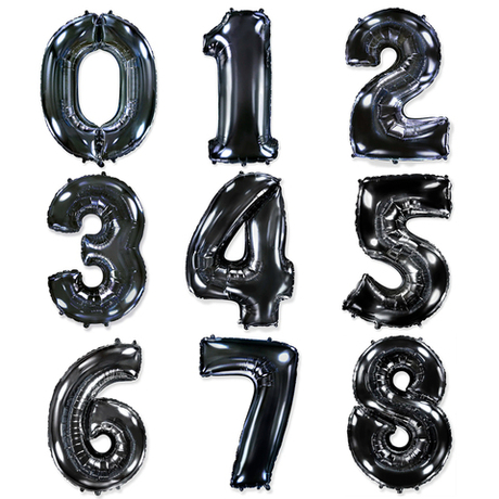 Летающие Цифры с Гелием Чёрные (1м)