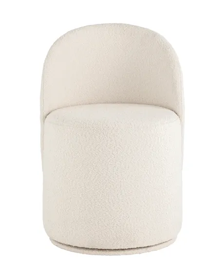 Крутящийся пуф со спинкой Loreen, белое букле