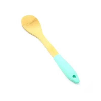 Ложка кулинарная бамбук/силикон.ручка 30см