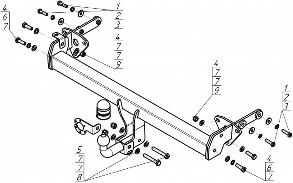 Фаркоп Motodor Subaru Outback с 2021 г. (оцинк. Шар) арт.92204-A