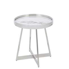 Журнальный столик Elica Ø50 см, керамика, хром