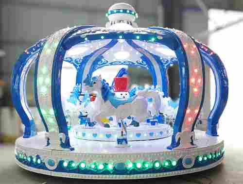Детская электрическая карусель «Снежная корона» синяя, 12 мест