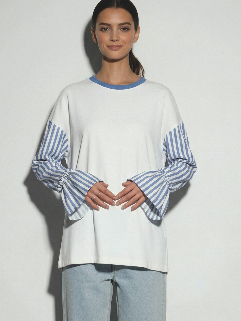 Лонгслив оверсайз GAMES женский Полоска Синяя