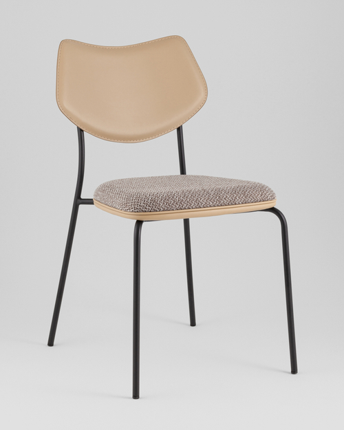 Стул обеденный Casey серо-коричневый с бежевой экокожей