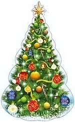 Плакат вырубной А4. Елочка новогодняя (с блестками)