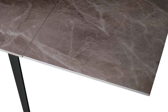 Стол "РЕЙН" 160-240, керамика Italian Light Grey глянцевый, опоры черный муар