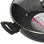 Сотейник алюминий, 30 см, антиприг, Kukmara, Темный мрамор, смт308а, с крыш, съем руч