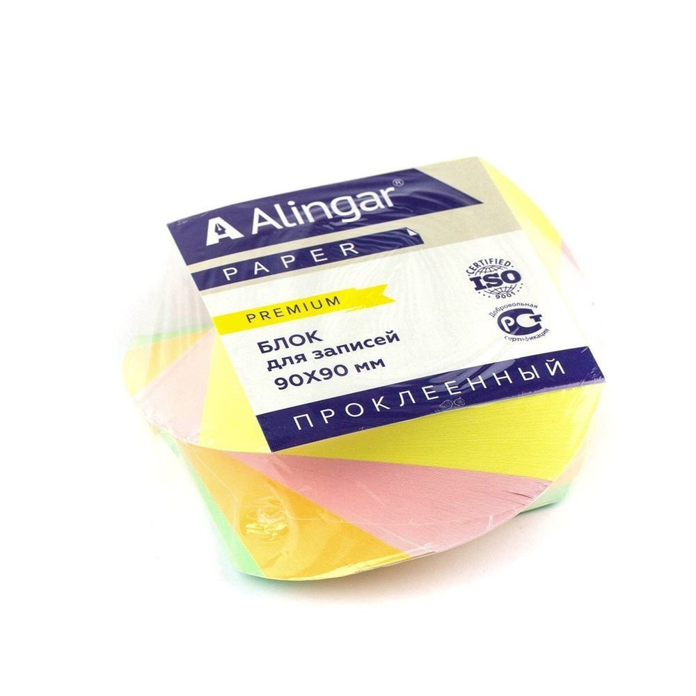 Блок бумажный для записей Alingar &quot;Премиум&quot;, 9*9*4,5 см, цветной, проклееный, витой