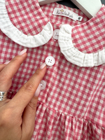 Платье из варёного хлопка в клетку виши, цвет розовый