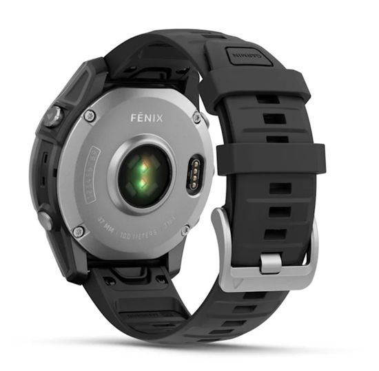 Умные часы Garmin Fenix E, 47 мм, AMOLED, stainless steel with a black silicone band