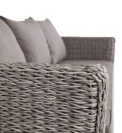 "Капучино" диван из искусственного ротанга (гиацинт) трехместный с подушками, цвет серый