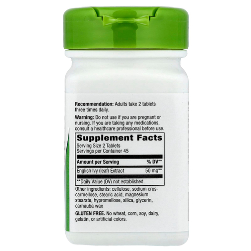 Nature's Way, Экстракт плюща, 90 веганских таблеток (25 мг в каждой таблетке)