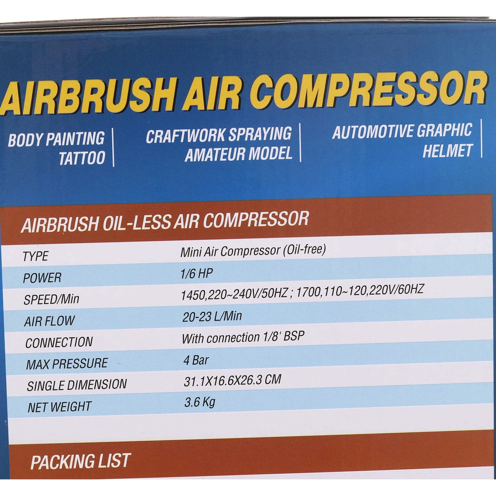 Компрессор для аэрографа AS18-3(1/6hp)20-23 lpm