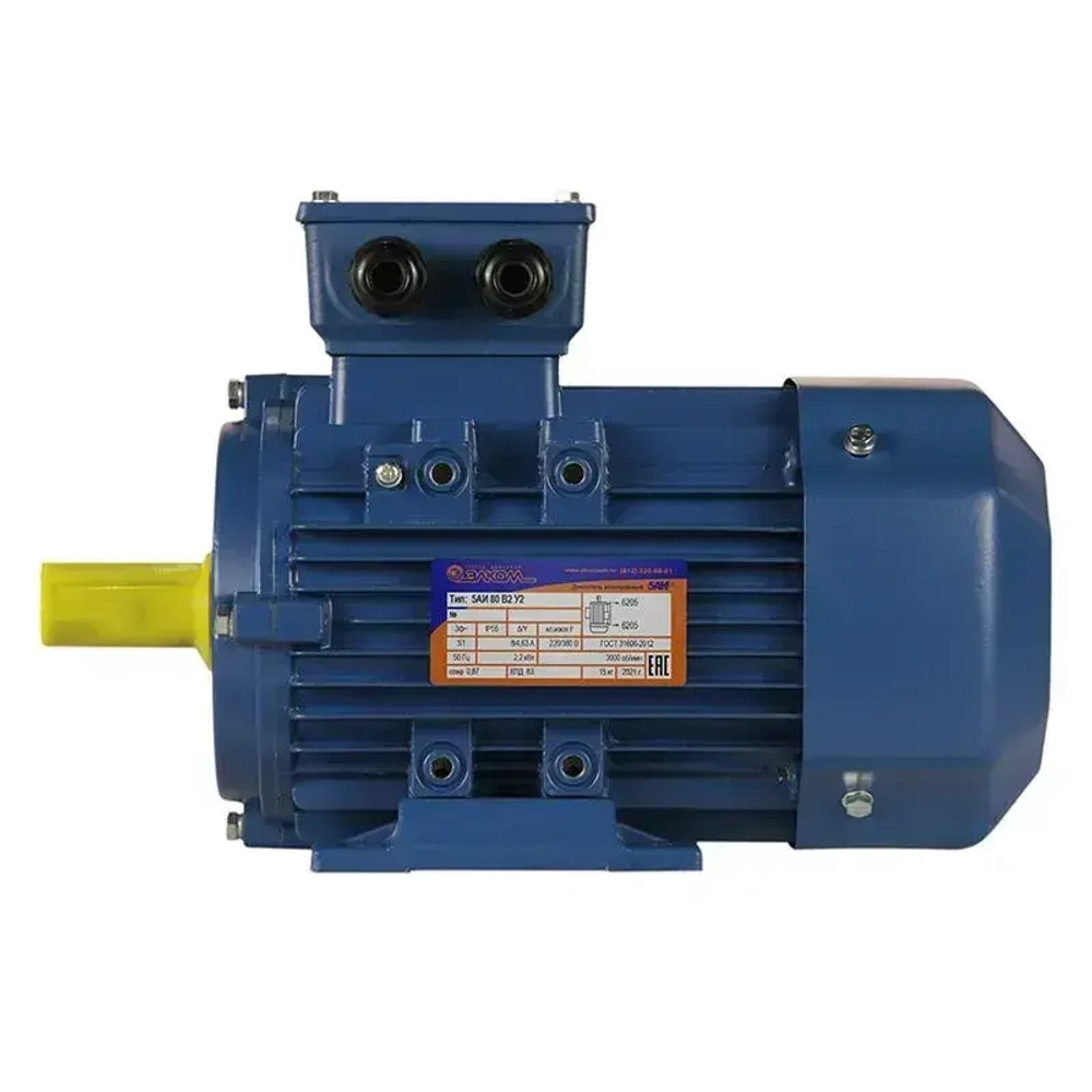 Электродвигатель трехфазный 5АИ 80 В2 IM 1081 2.2 кВт 3000 об/мин