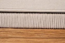 "Канны" левый модуль плетеный из роупа, основание дуб, роуп бежевый круглый, ткань бежевая 052