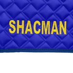 Ковры SHACMAN F3000 (экокожа, синий, синий кант, желтая вышивка)