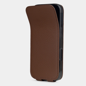 Кожаный чехол для iPhone 16 Pro Max, теленок цвета шоколад