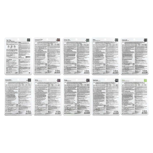 Dermal, Collagen Essence, маски с коллагеном, успокаивающие, ассорти, 10 шт. по 23 г (0,81 унции)