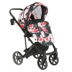 Детская коляска Pituso Confort Plus 2 в 1 27 Цветы+Кожа Тем.Графит