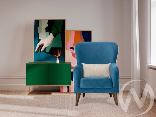 Кресло Вояж 7 Карат 33 (синий однотон)/Карат 02 (молочно-кремовый однотон)