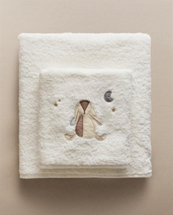 ZARA HOME Детское банное полотенце с зайчиком, желтовато-белый