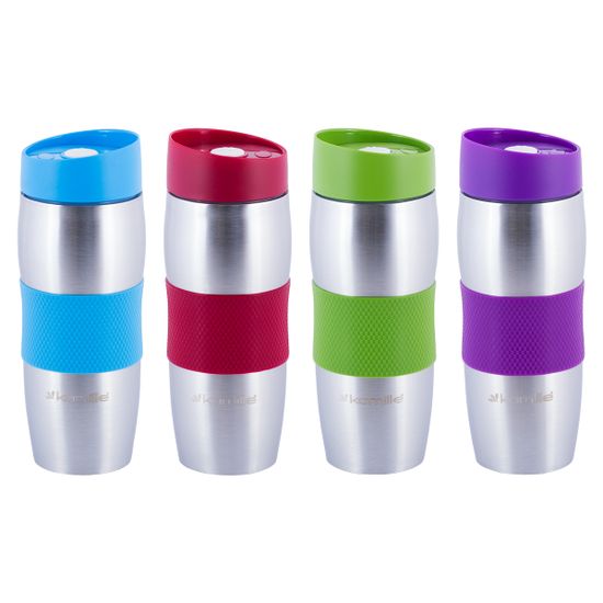 Термокружка 380 мл. из нержавеющей стали Kamille KM-2053R с TPR-вставкой